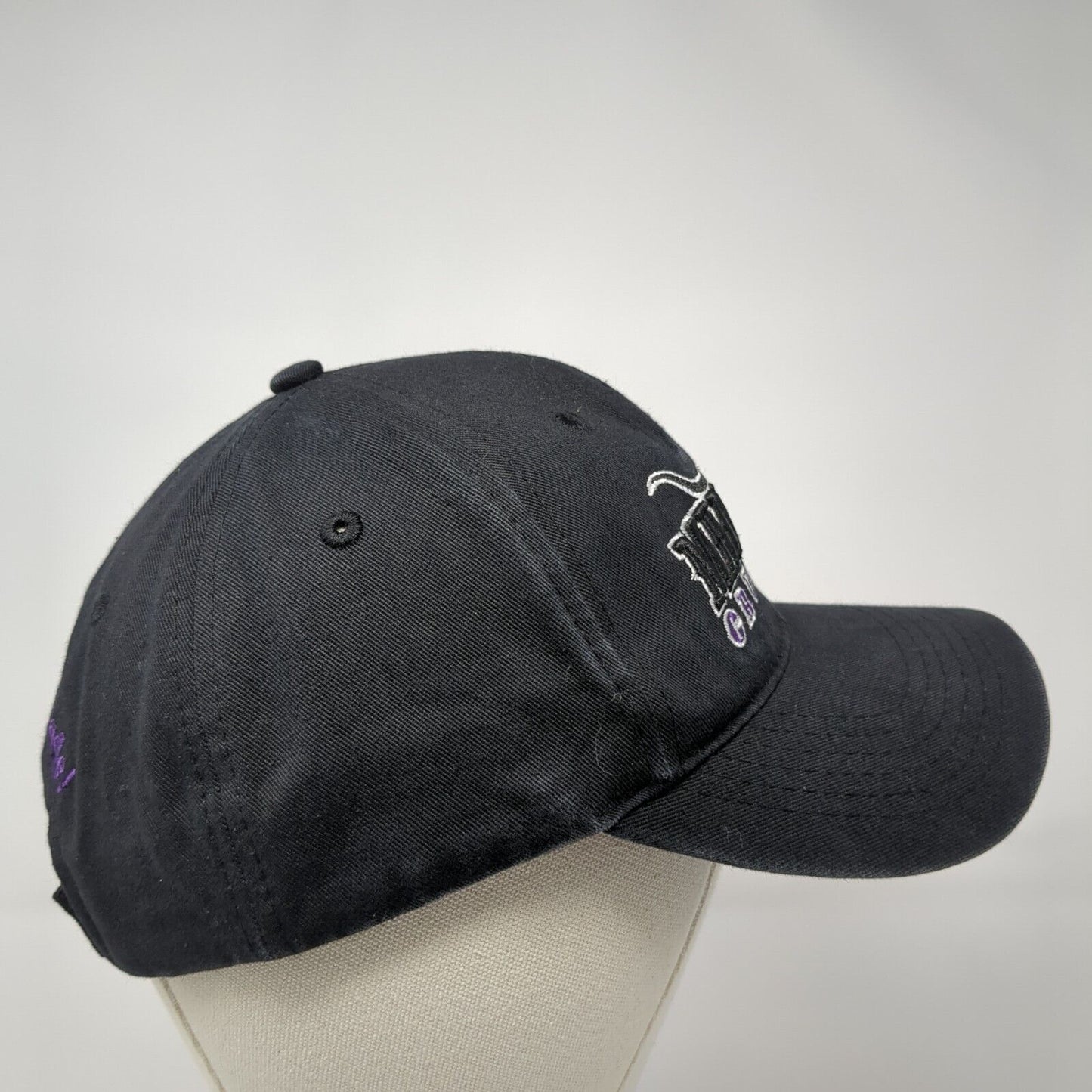 Man Up Crusade Strapback Hat Black One Size Adjustable Embroidered