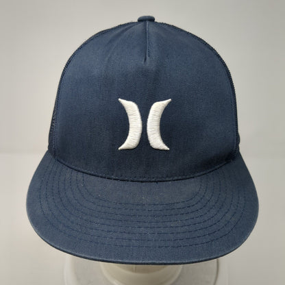 Hurley Logo Snapback Mesh Back Trucker Hat Blue One Size Adjustable