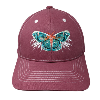 Butterfly Slideback Hat Red Large Adjustable Embroidered Fits Y'all
