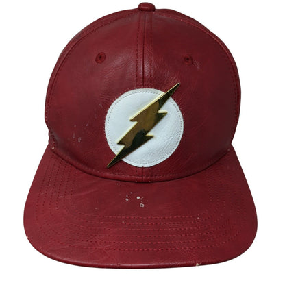 The Flash Snapback Hat Red One Size Adjustable Faux Leather 6 Panel DC Comics