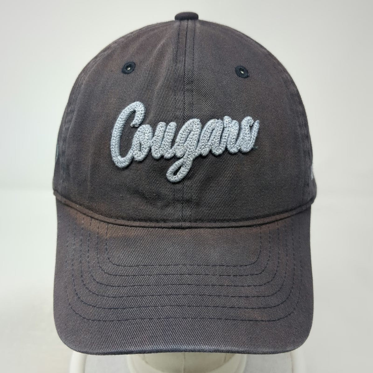 BYU Cougars NCAA Zephyr Cap Gray One Size Script Logo Hat Slideback Curved Brim