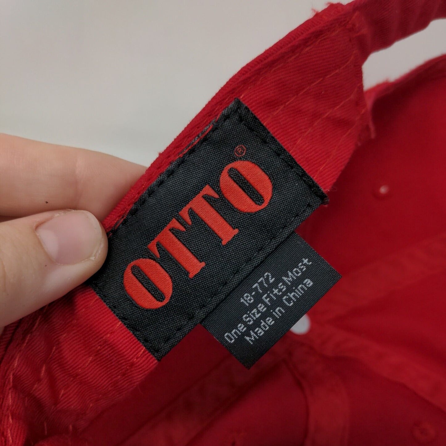 Plainedge Vovou Slideback Hat Red OSFM Adjustable Embroidered Otto