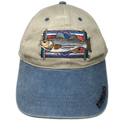 Flying Fisherman Baseball Cap Beige One Size Striped Bass Fishing Hat Strapback