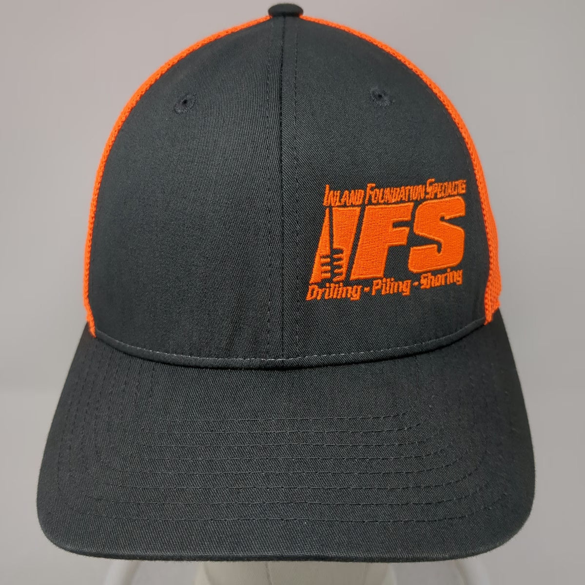 Richardson Baseball Cap Black Orange M IFS Drilling Piling Shoring Mesh Hat