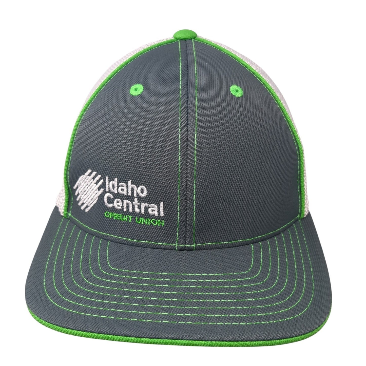 Idaho Central Credit Union Fitted Mesh Back Trucker Hat Gray 7 3/8 Flexfit