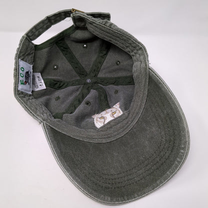 Lion Face Slideback Hat Green One Size Adjustable Embroidered 6 Panel Eco Cotton
