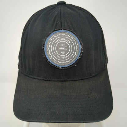 TravisMathew Trucker Hat Black Blue One Size Mesh Back Snapback Flexfit 110