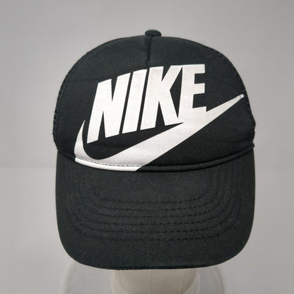 Nike Big Swoosh Snapback Mesh Back Trucker Hat Black Child 4-7 Solid