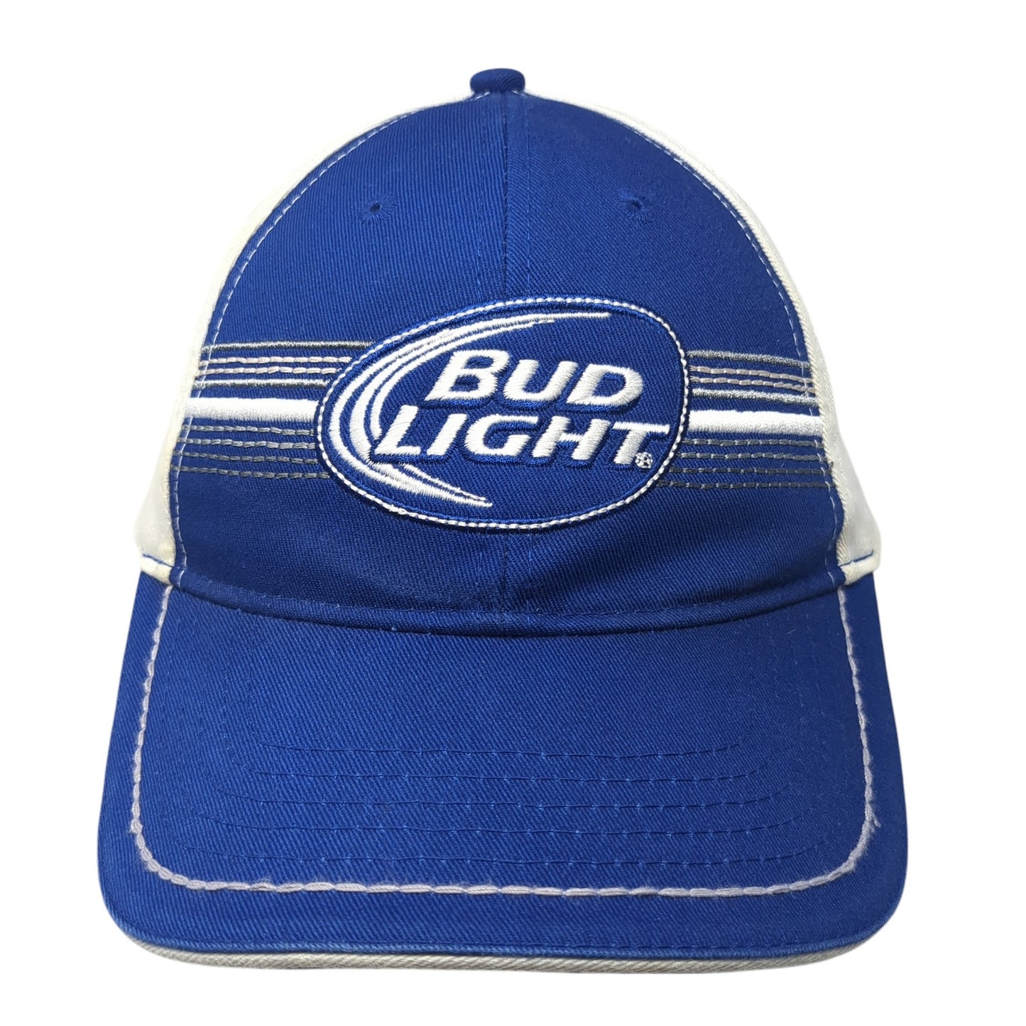 Bud Light Strapback Baseball Cap Blue One Size Adjustable Embroidered 6 Panel