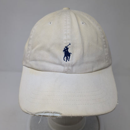 Polo Ralph Lauren Slideback Hat White OS Adjustable Embroidered Pony Distressed