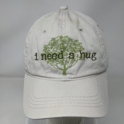 I Need A Hug Slideback Hat Tan OSFM Adjustable Embroidered Vent Holes
