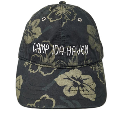 Hyp Baseball Cap Black Green Hibiscus Floral Print Camp Ida-Haven Hat One Size