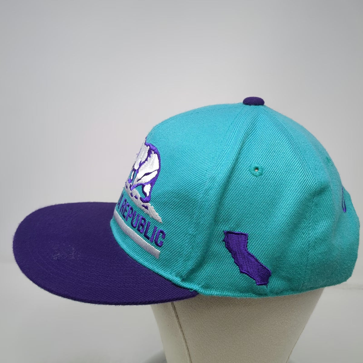 Leader L.O.G.A Snapback Blue Purple Hat One Size California Republic Bear Map