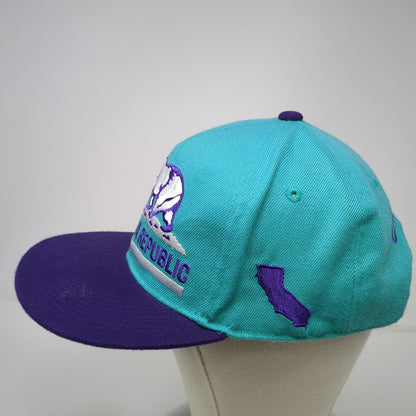 Leader L.O.G.A Snapback Blue Purple Hat One Size California Republic Bear Map