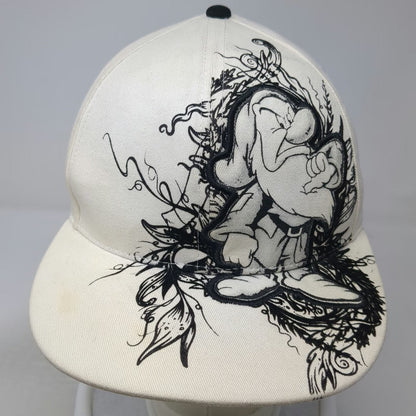 Disney Baseball Cap White One Size Grumpy Seven Dwarfs Flocked Graphic Art Hat