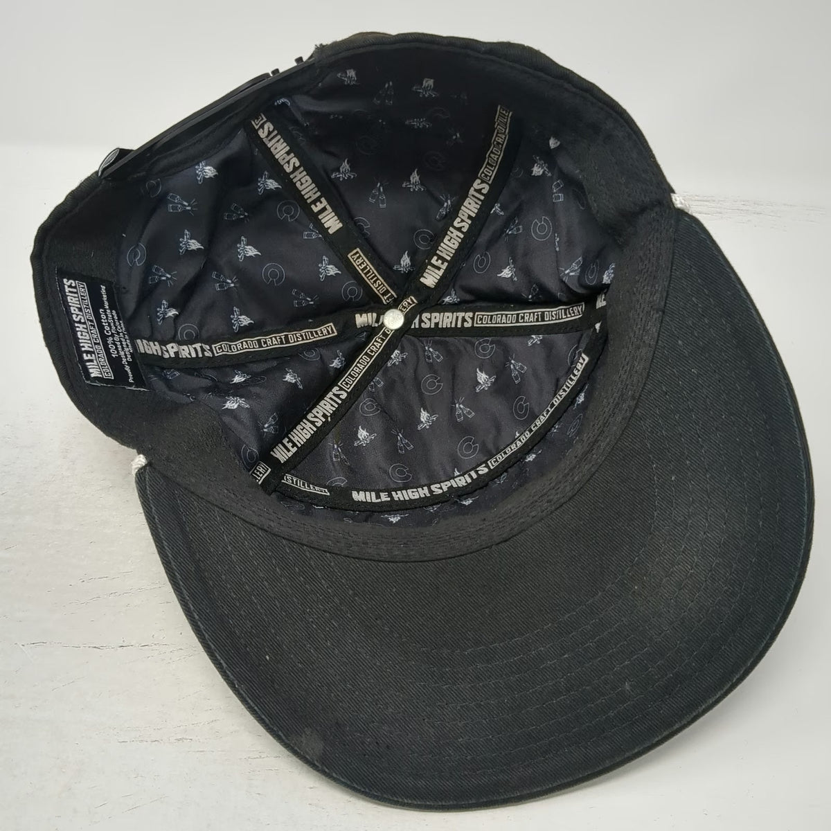 Mile High Spirits Fireside Bourbon Black Baseball Cap One Size Snapback Rope Hat