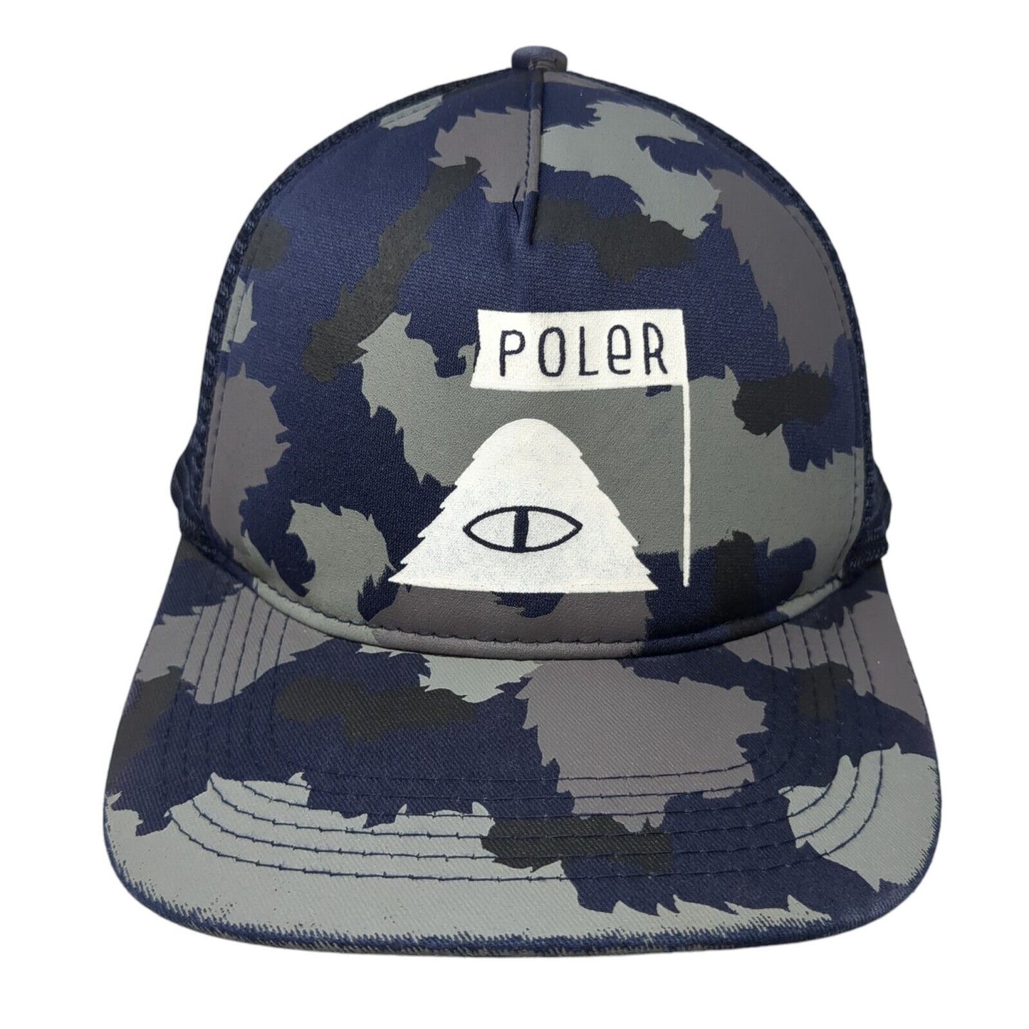 Poler Snapback Mesh Back Trucker Hat Camouflage One Size Camp Vibes