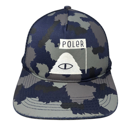 Poler Snapback Mesh Back Trucker Hat Camouflage One Size Camp Vibes