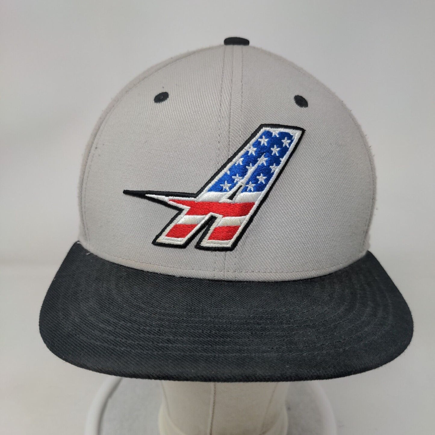 Nike Tru Dri Fit Fitted Mesh Back Hat Gray Size S-M Embroidered Patriotic A Logo