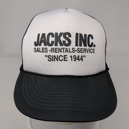 Jacks Inc. Sales Rentals Service Rope Trucker Hat Black OSFA Mesh Back