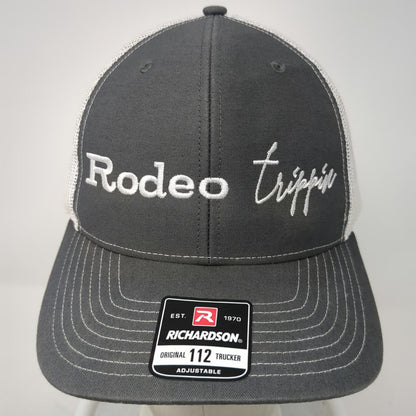 Richardson Trucker Hat Gray One Size Snapback Mesh Embroidered Rodeo Trippin