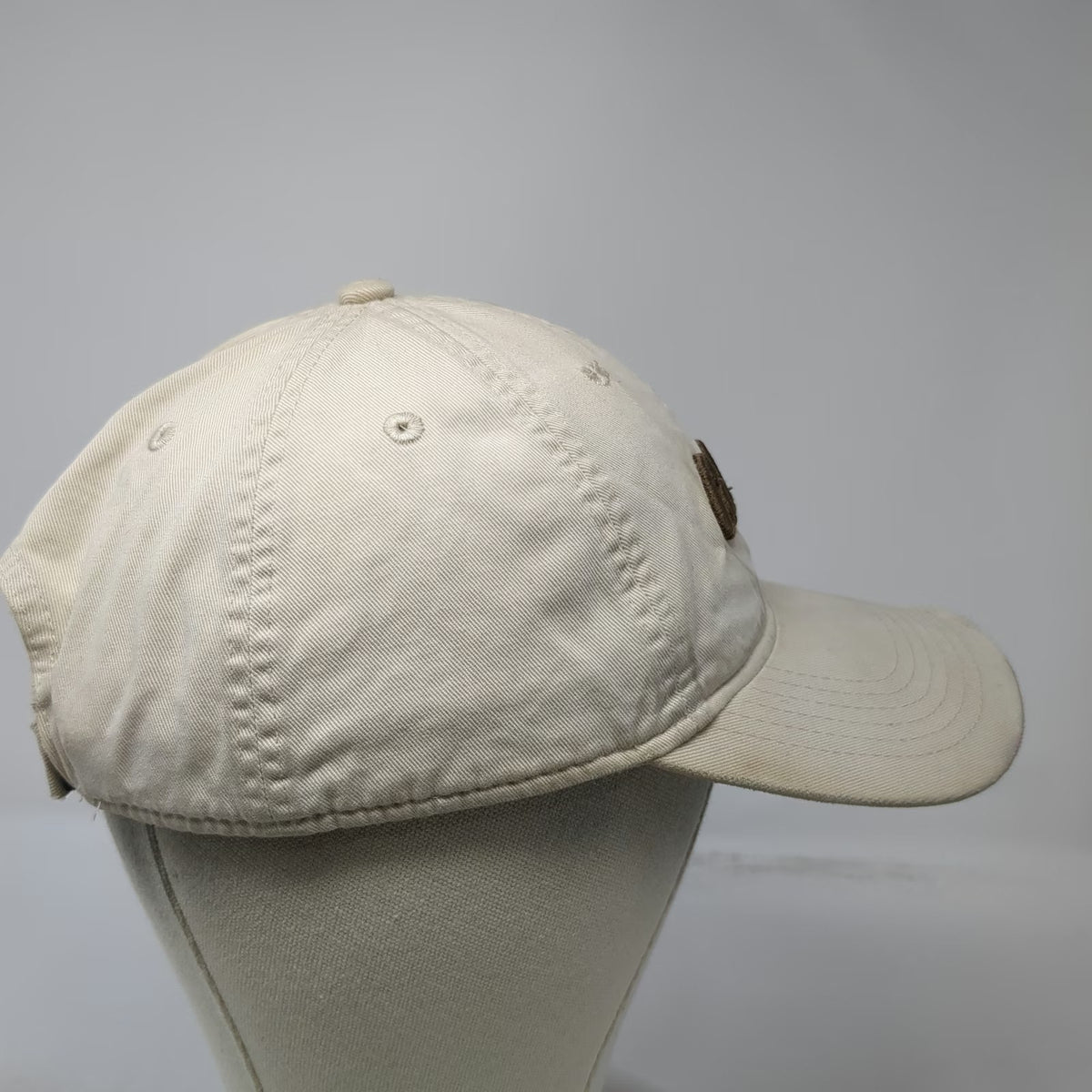 Cabela's Baseball Cap Beige One Size Distressed Embroidered Logo Strapback Hat
