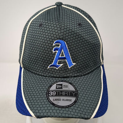 New Era Baseball Cap Gray Blue XL 39THIRTY Stretch Fit Honeycomb Gothic A Hat