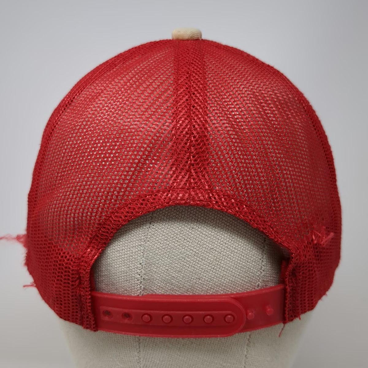 Bass Pro Shops Trucker Hat Red Beige One Size Mesh Back Snapback Bass Fish Logo