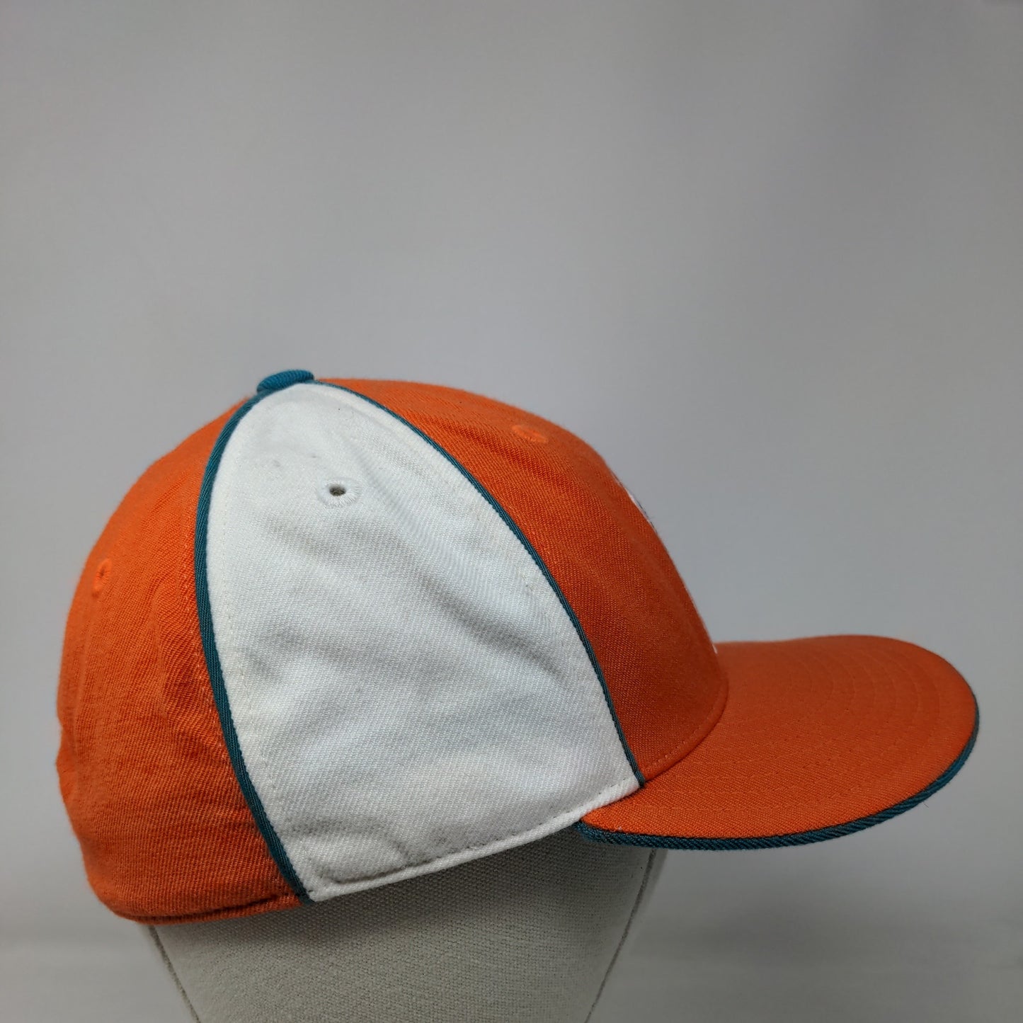 Miami Dolphins NFL Gridiron Reebok Fitted Hat Orange Green 7 3/8 Vintage Wool