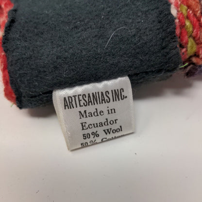 Artesanias Inc Men's Knit Beanie Trapper Hat Multicolor Wool Blend Made Ecuador