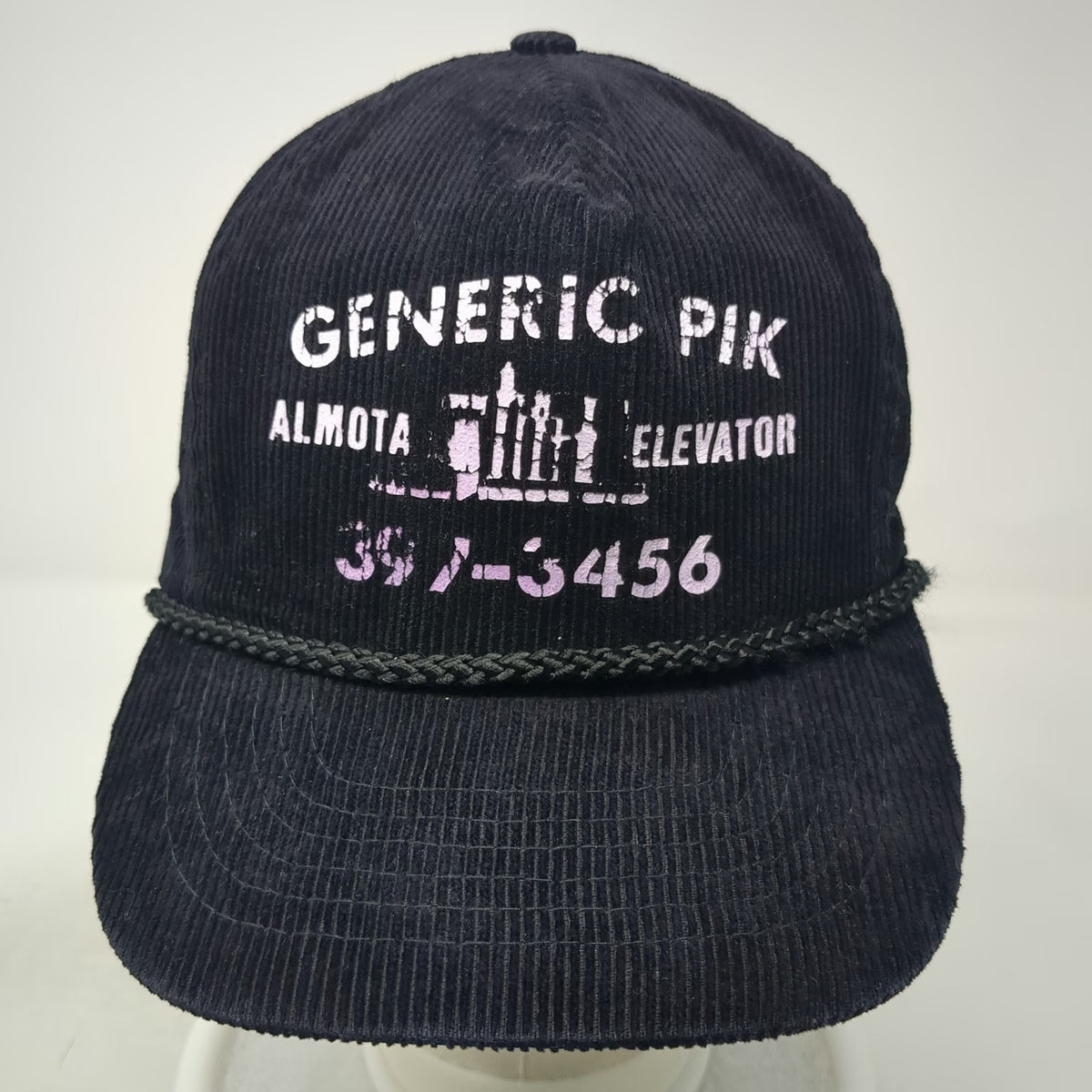 Otto 5 Panel Black Hat One Size Corduroy Rope Almota Elevator Graphic Cotton Cap
