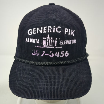 Otto 5 Panel Black Hat One Size Corduroy Rope Almota Elevator Graphic Cotton Cap