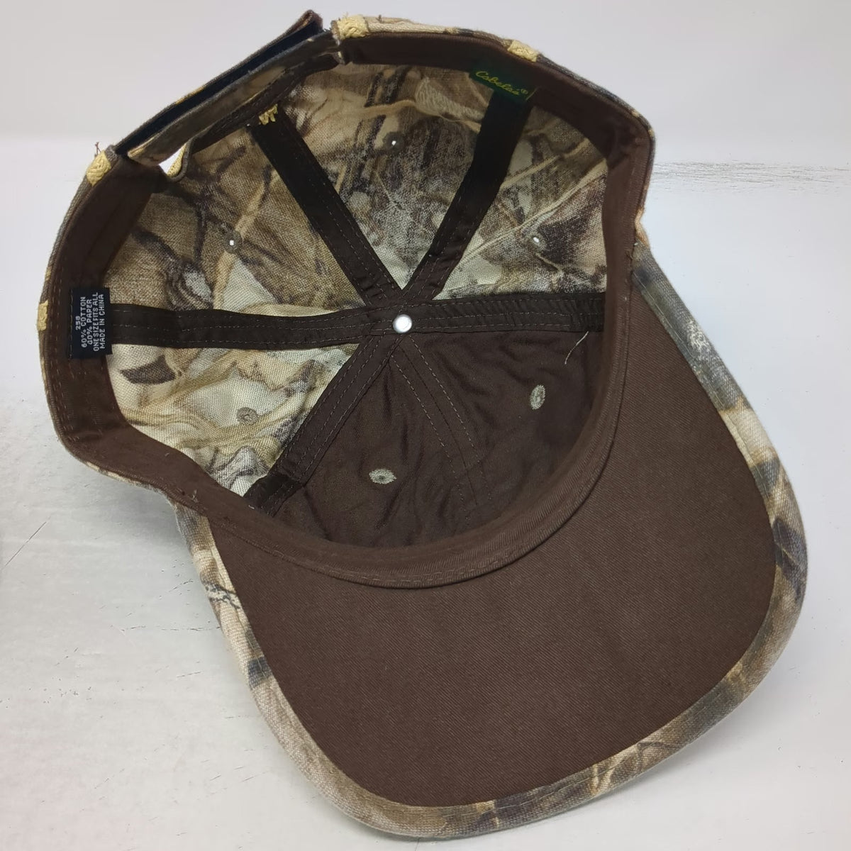 Cabela's Baseball Cap Beige Camo One Size Straw Front Strapback Hunting Hat