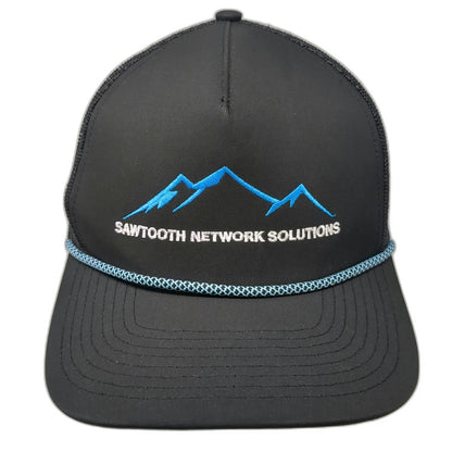 Zapped Trucker Hat Black Blue One Size Snapback Mesh Rope Sawtooth Network Logo