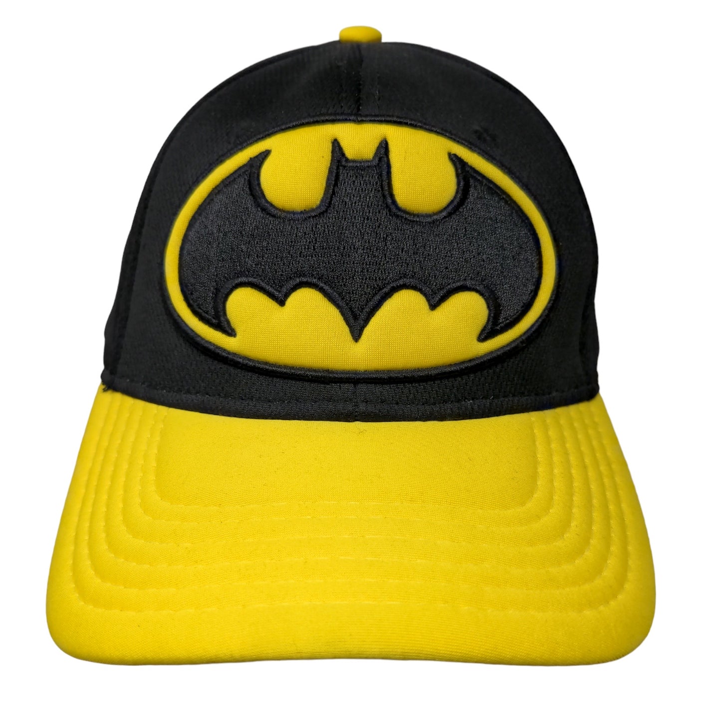 Batman Men's Snapback Hat Black Yellow Embroidered Big Logo Adjustable