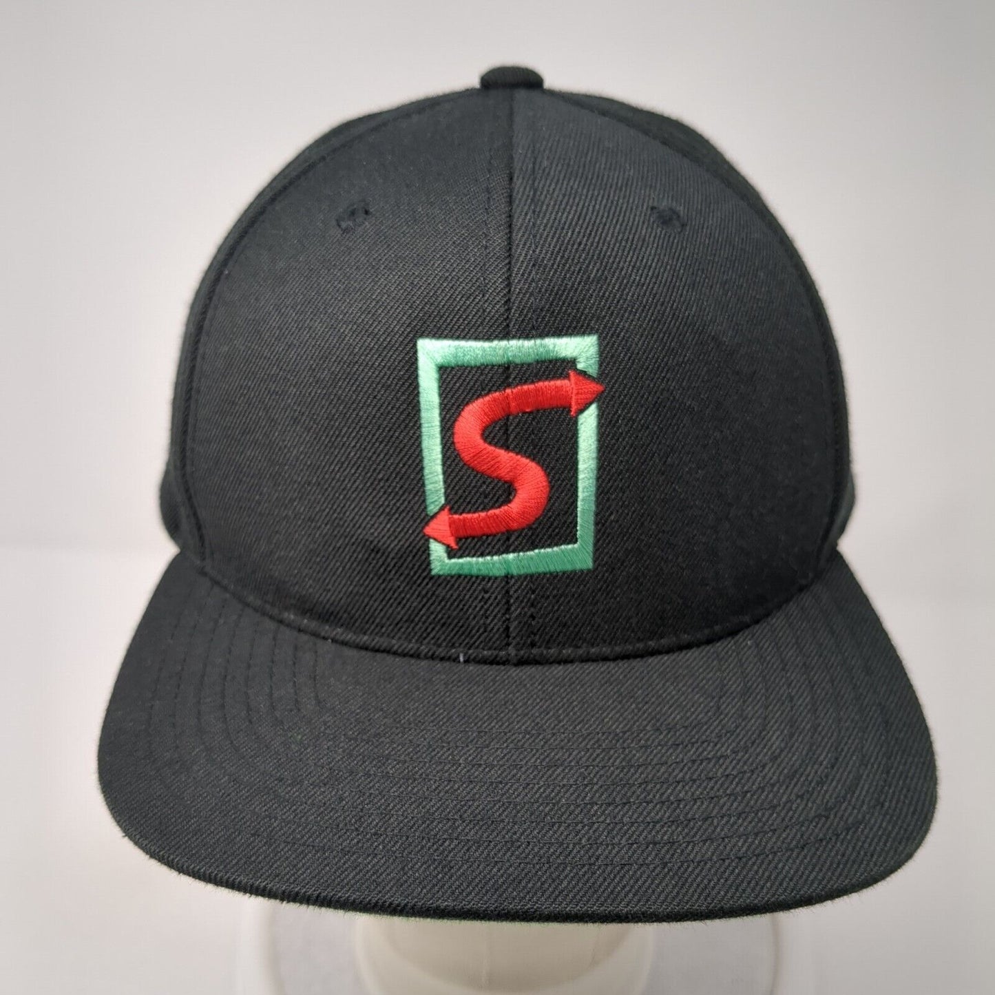 Yupoong Snapback Hat Black One Size Adjustable Solid Embroidered Logo