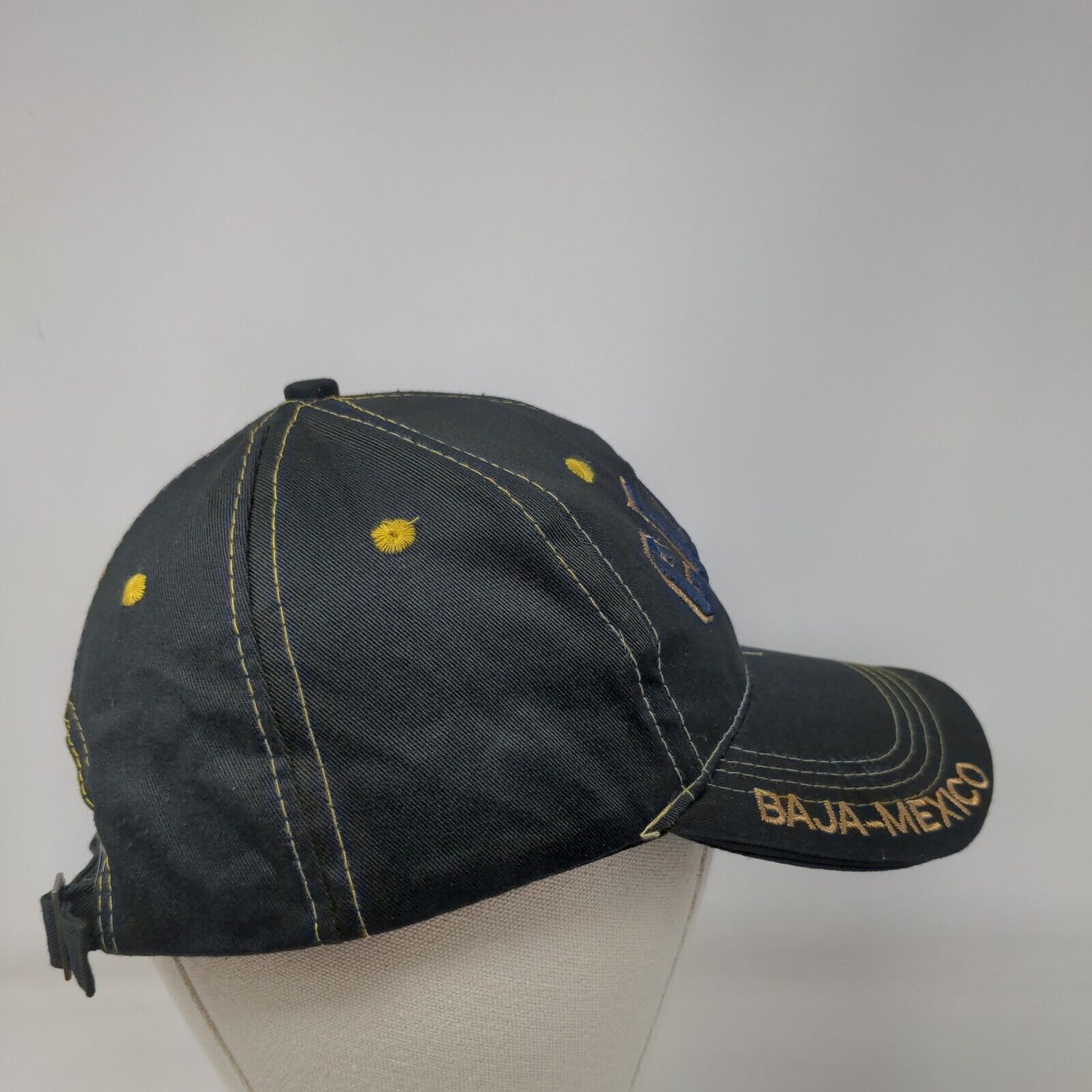 Cancun Baja-Mexico Slideback Hat Black One Size Adjustable Embroidered Cotton