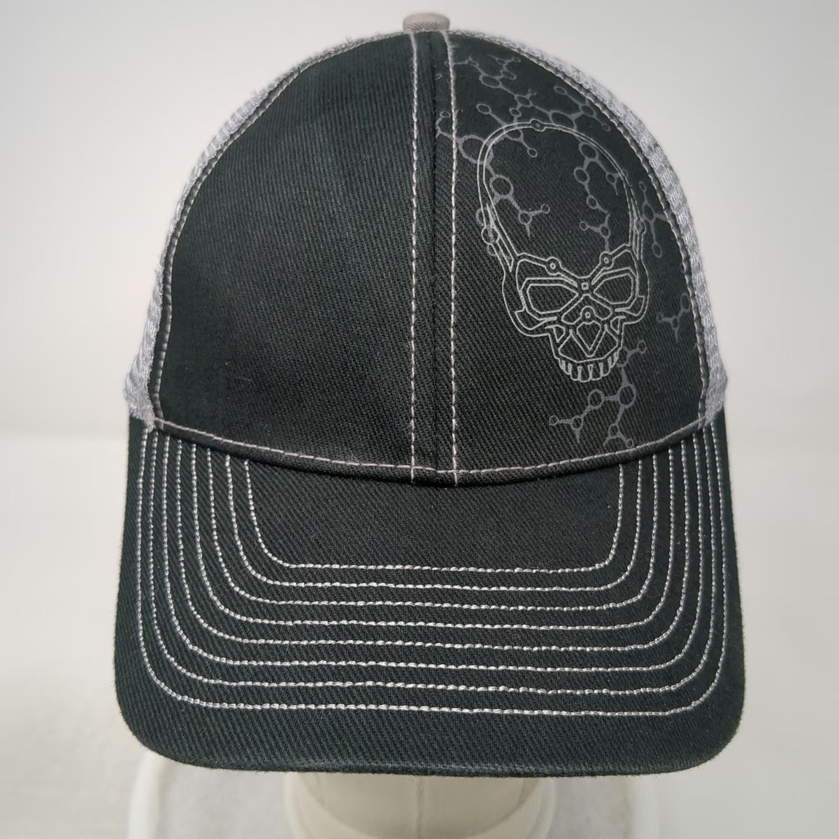 Intel Baseball Cap Black One Size Mesh Skull Molecular SSD 730 Strapback Hat