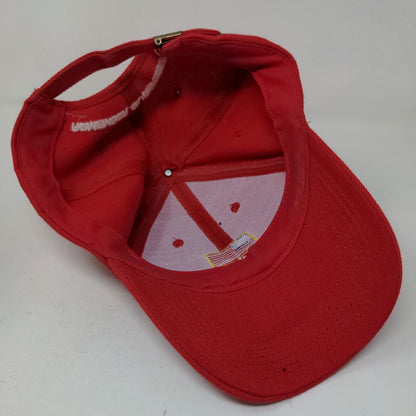 Unbranded Men's Slideback Hat Red Embroidered Support Troops Veterans Logo