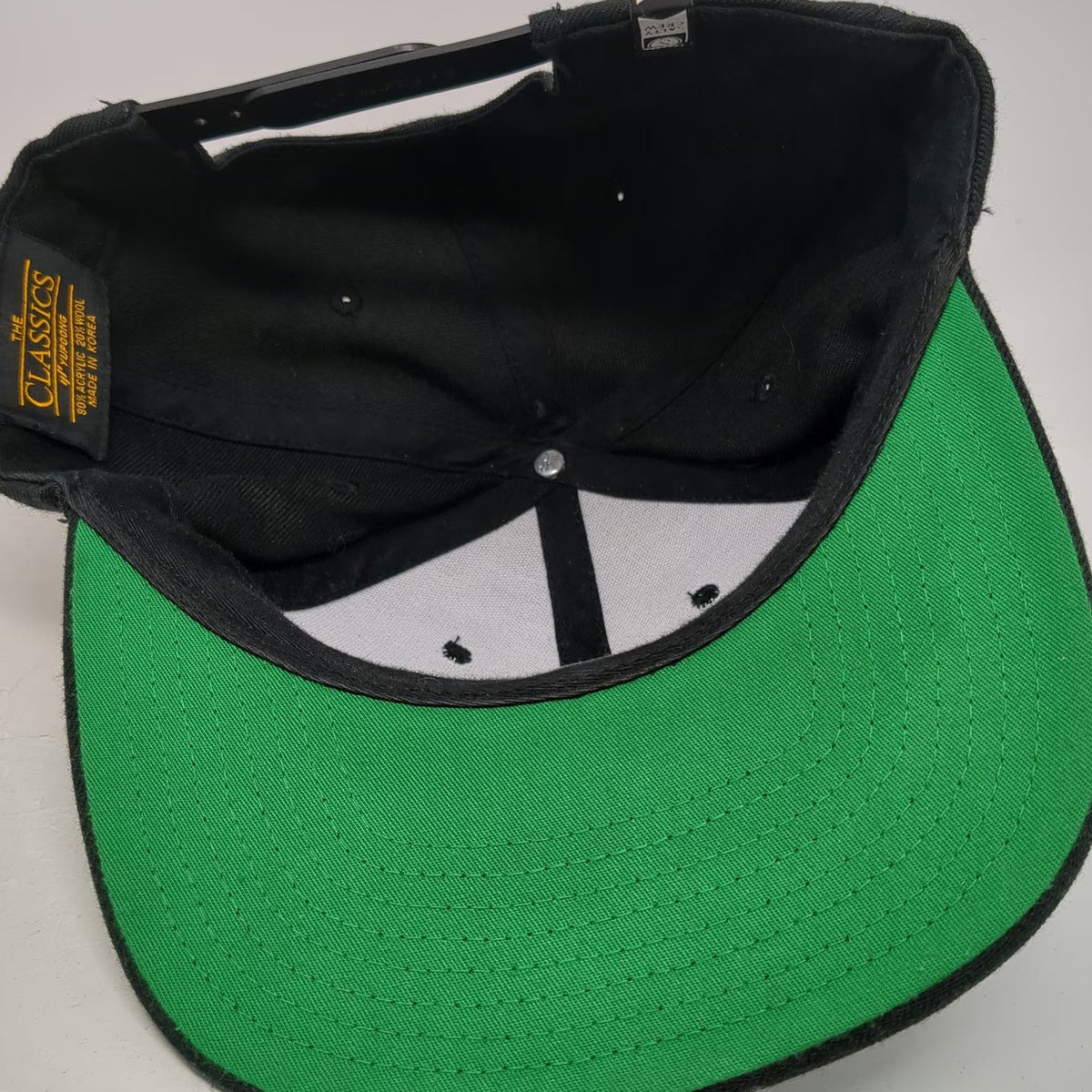 Salty Crew Snapback Hat Black One Size Chasing Tail Green Underbrim Flat Brim