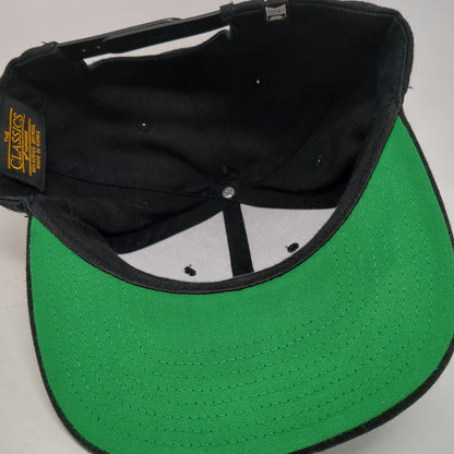 Salty Crew Snapback Hat Black One Size Chasing Tail Green Underbrim Flat Brim