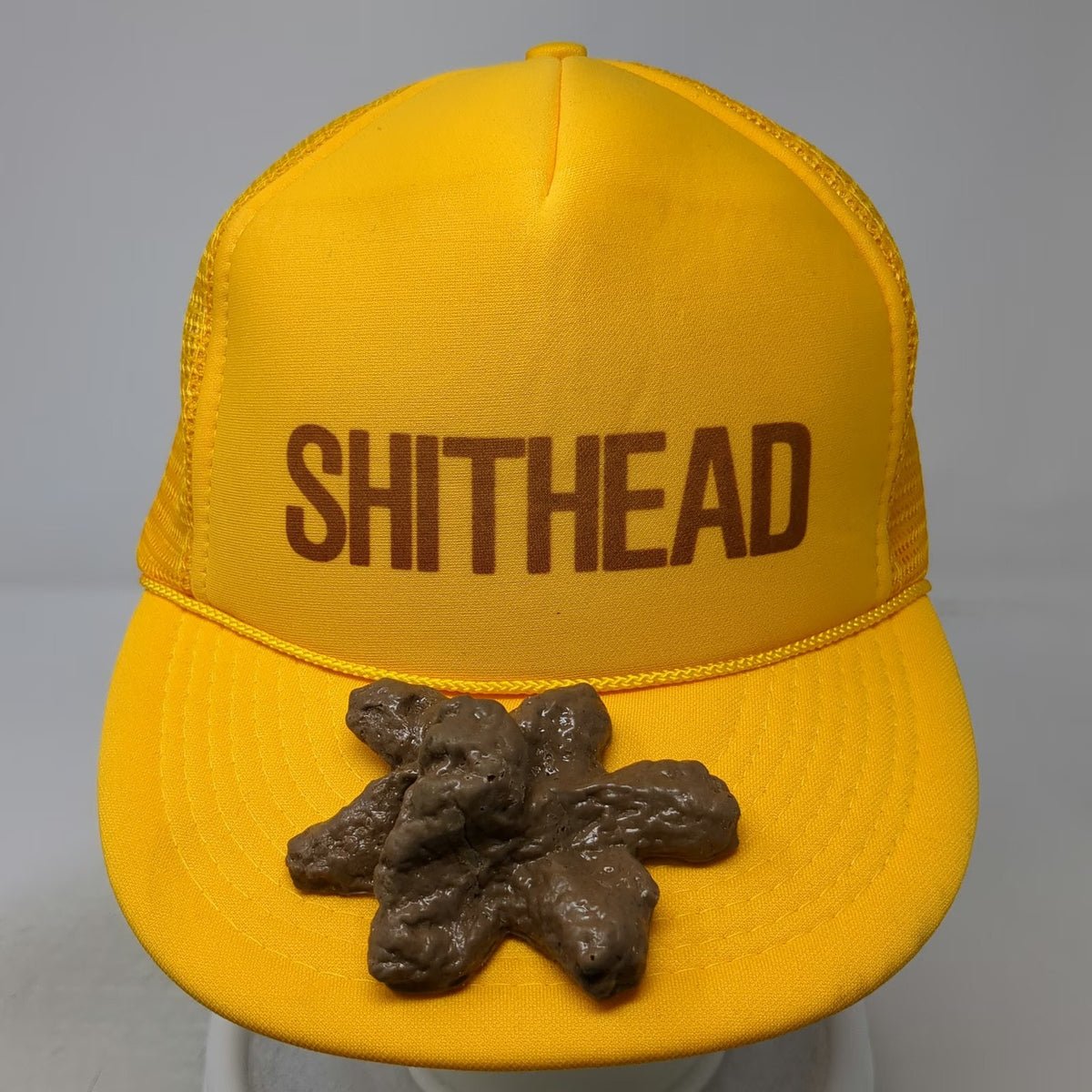 Otto Trucker Hat Yellow One Size Snapback Mesh Back Poop Graphic Sh**head Funny