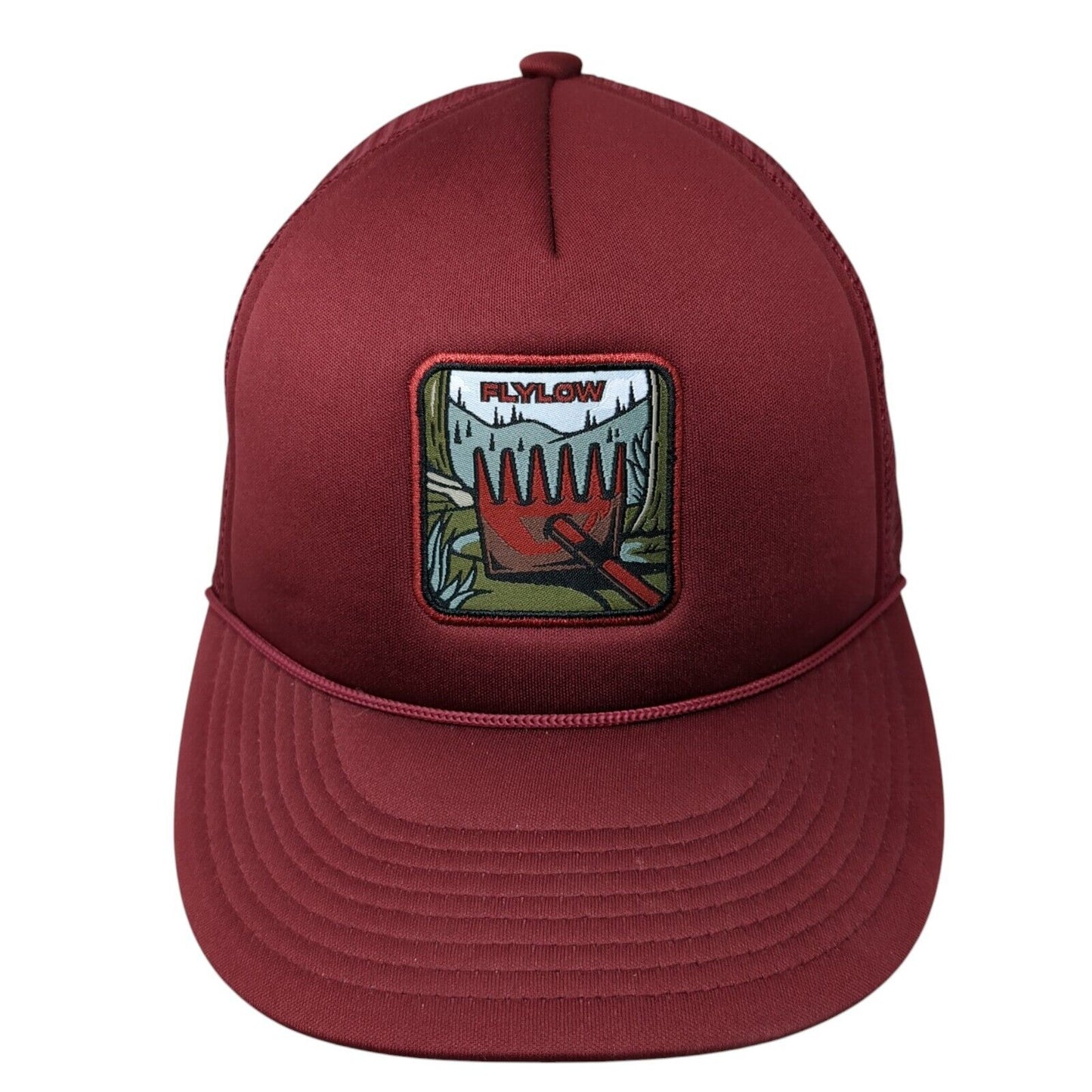 Flylow Grill Mesh Back Rope Trucker Hat Red One Size Solid Adjustable