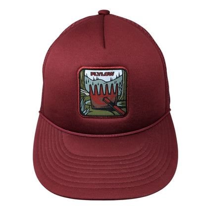 Flylow Grill Mesh Back Rope Trucker Hat Red One Size Solid Adjustable