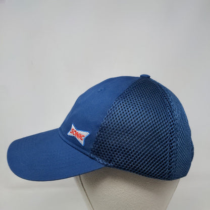 Sonic Snapback Hat Blue One Size Embroidered Mesh Back Solid 6 Panel