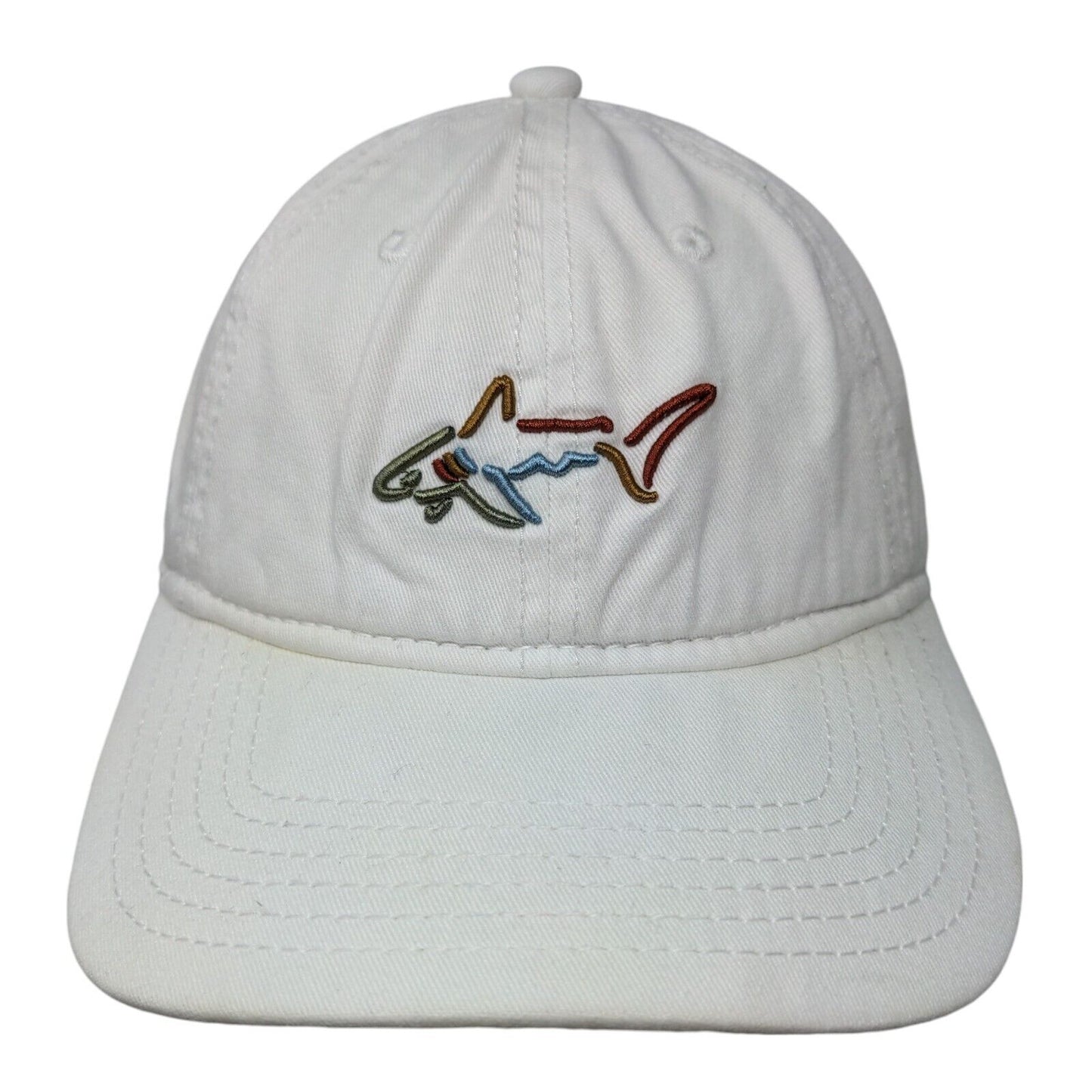 Greg Norman Tasso Elba Strapback Hat White One Size Adjustable Embroidered
