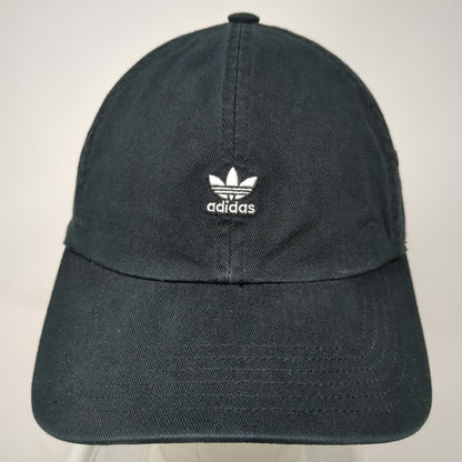 Adidas Baseball Cap Black One Size Trefoil Logo Cotton Slideback Eyelets Hat