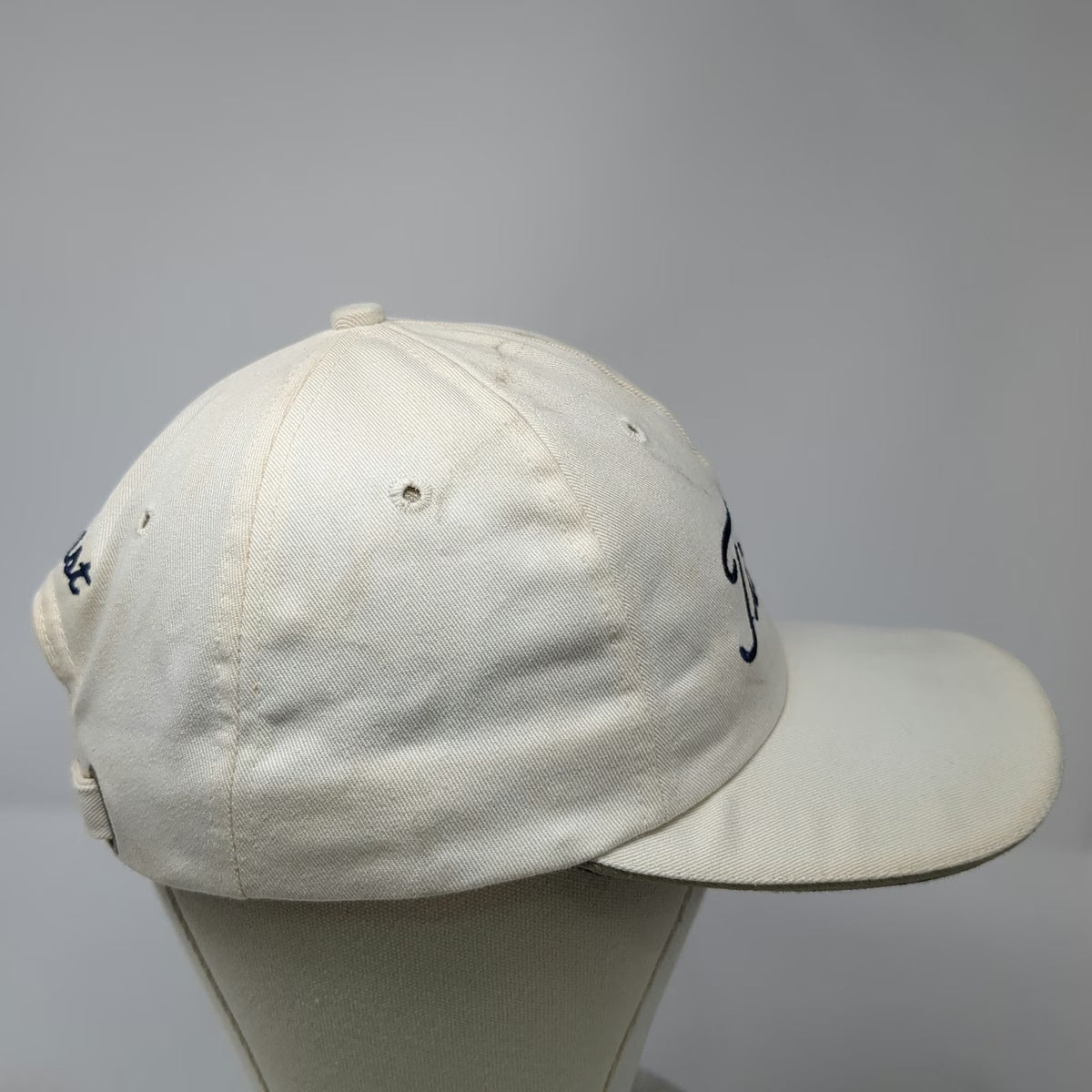 Titleist Baseball Cap White One Size Script Logo Navy Underbrim Hat Made in USA