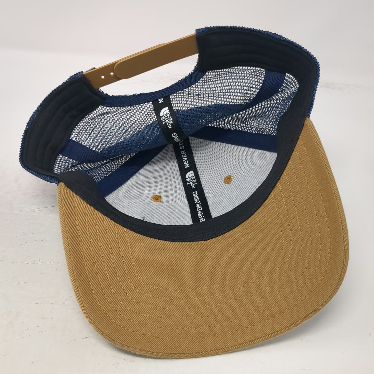The North Face Trucker Hat Brown Blue One Size Bear Mountain Graphic Mesh Back