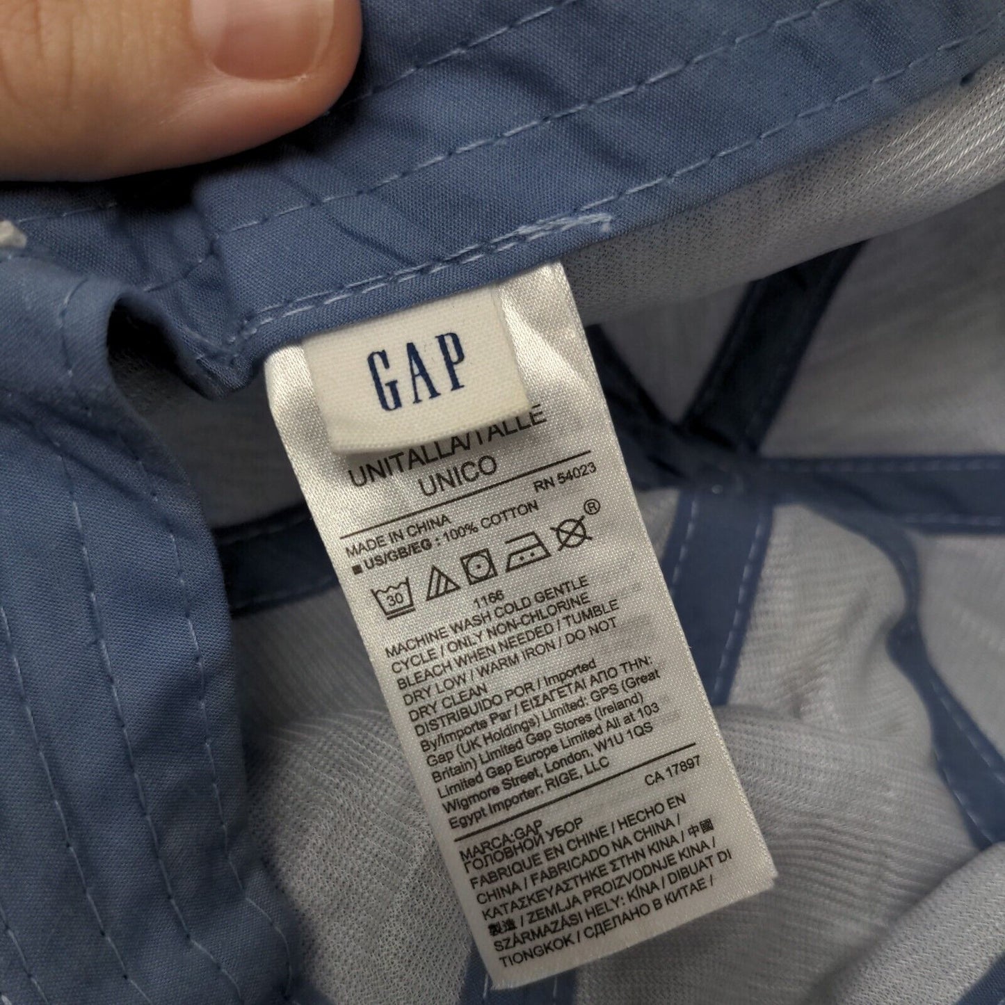 Gap Slideback Hat Blue One Size Adjustable Lightweight 6 Panel Blank Cotton